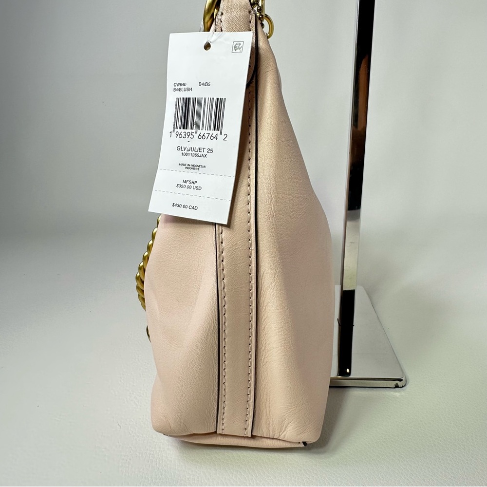 NWT Women’s Coach Juliet 25 Shoulder Bag Glovetanned Pale Pink/Blush Leather - Picture 10 of 14